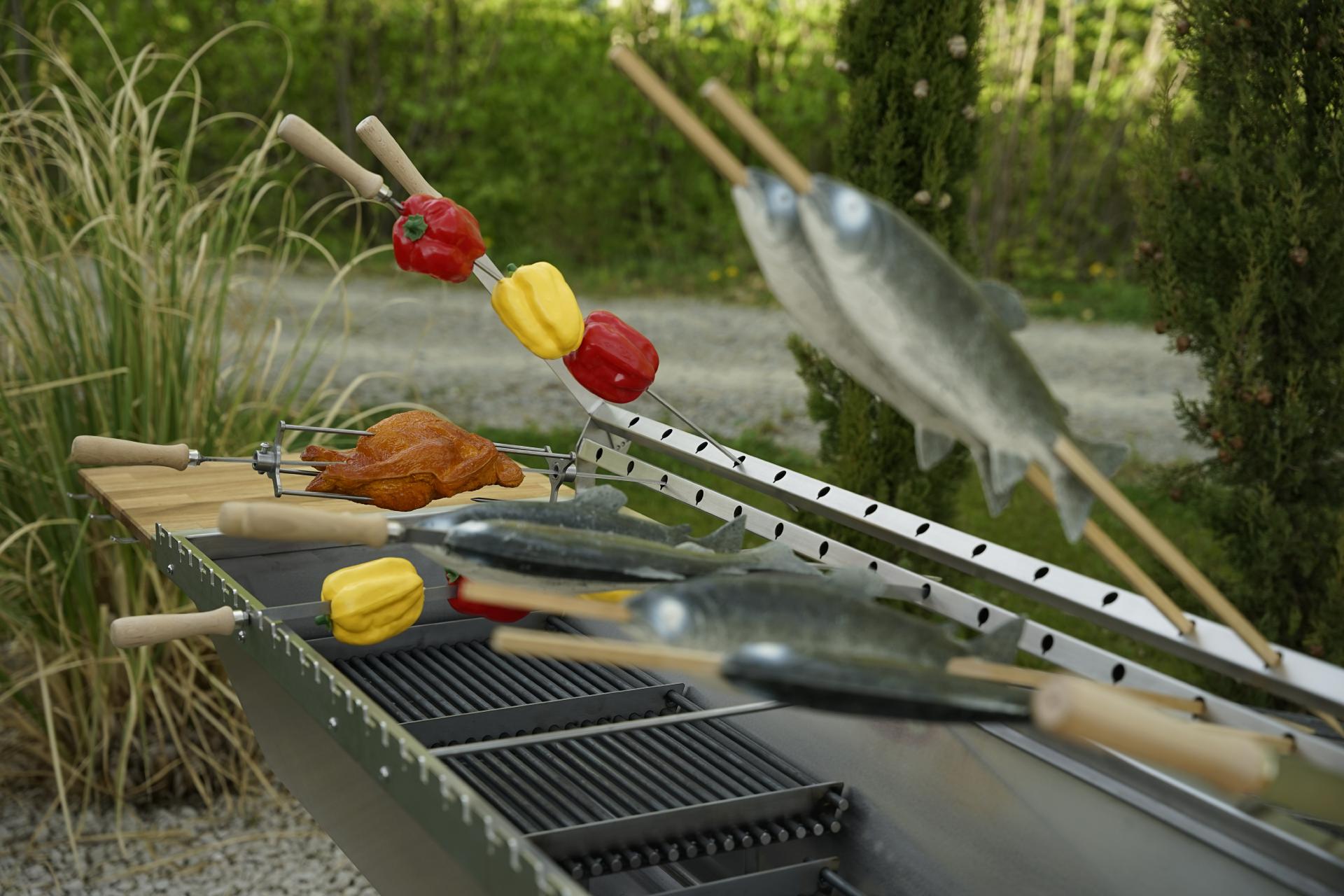 XL 140x48cm Holzkohlegrill Steckerlfischgrill Edelstahlgrill Grill Edelstahl XL 140x48cm Holzkohlegrill Steckerlfischgrill Edelstahlgrill Grill Edelstahl