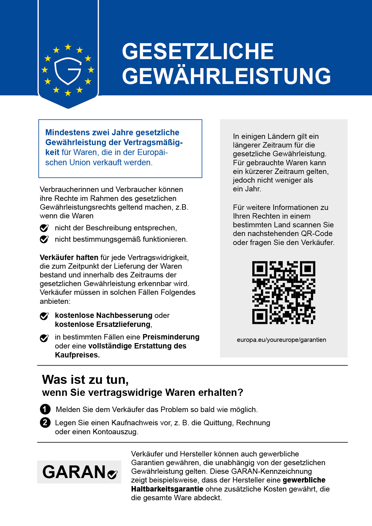Gesetzliches Gewährleistungslabel Farbig