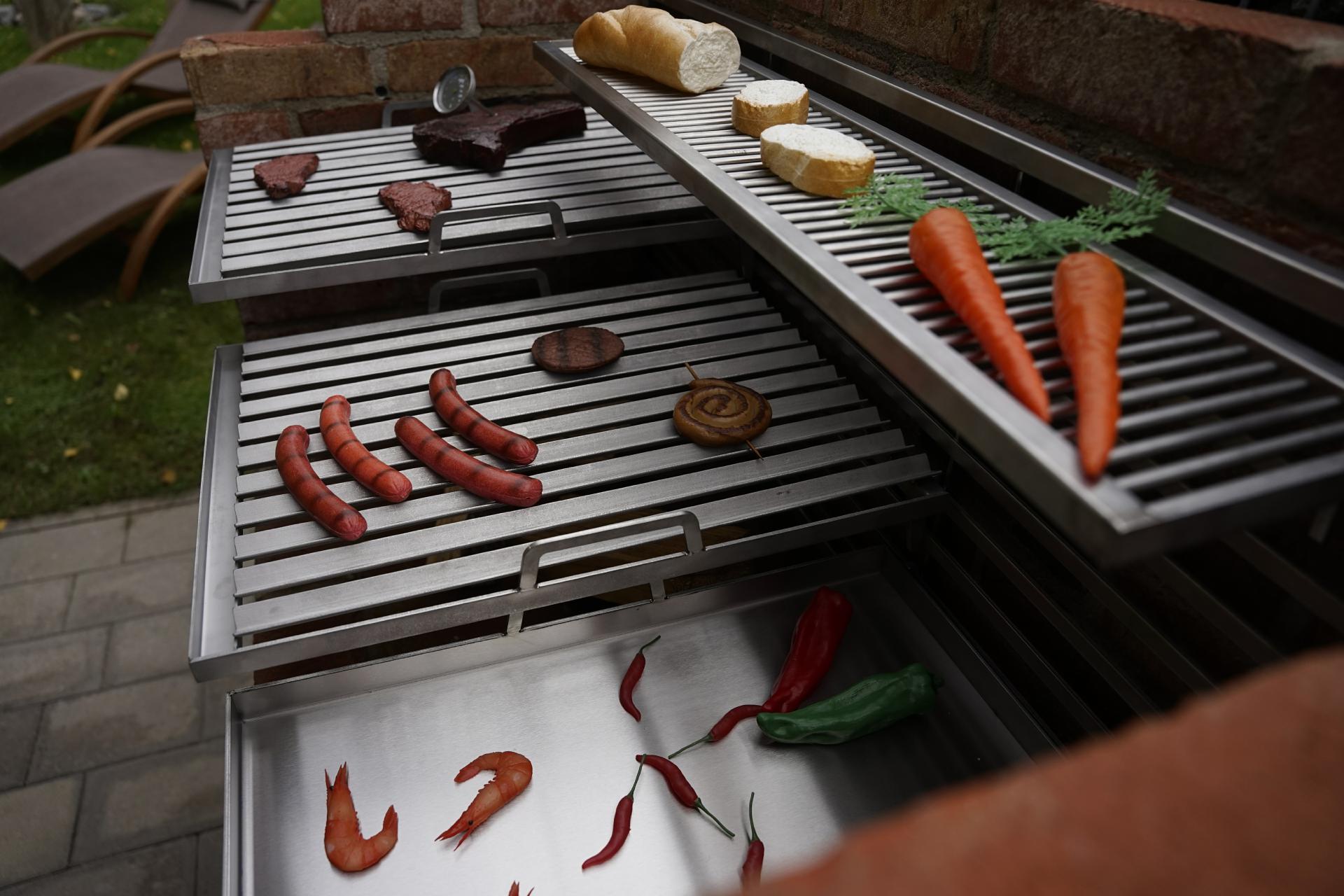 Plancha für Einklink-Grillgestell nach Maß 300 mm Breite Edelstahl Grillpfanne Grillplatte 30cm
