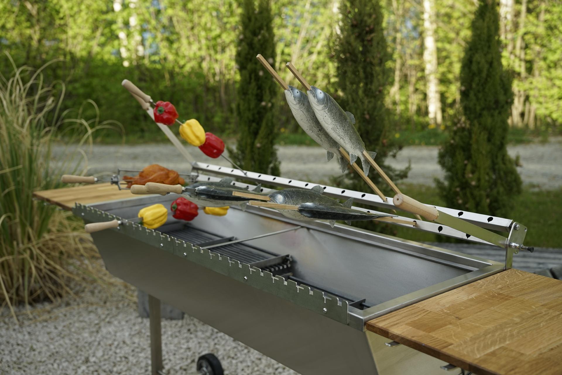 XL 140x48cm Holzkohlegrill Steckerlfischgrill Edelstahlgrill Grill Edelstahl XL 140x48cm Holzkohlegrill Steckerlfischgrill Edelstahlgrill Grill Edelstahl