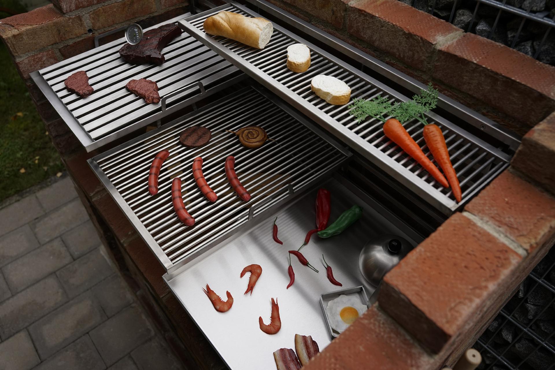 Plancha für Einklink-Grillgestell nach Maß 450 mm Breite Edelstahl Grillpfanne Grillplatte 45cm