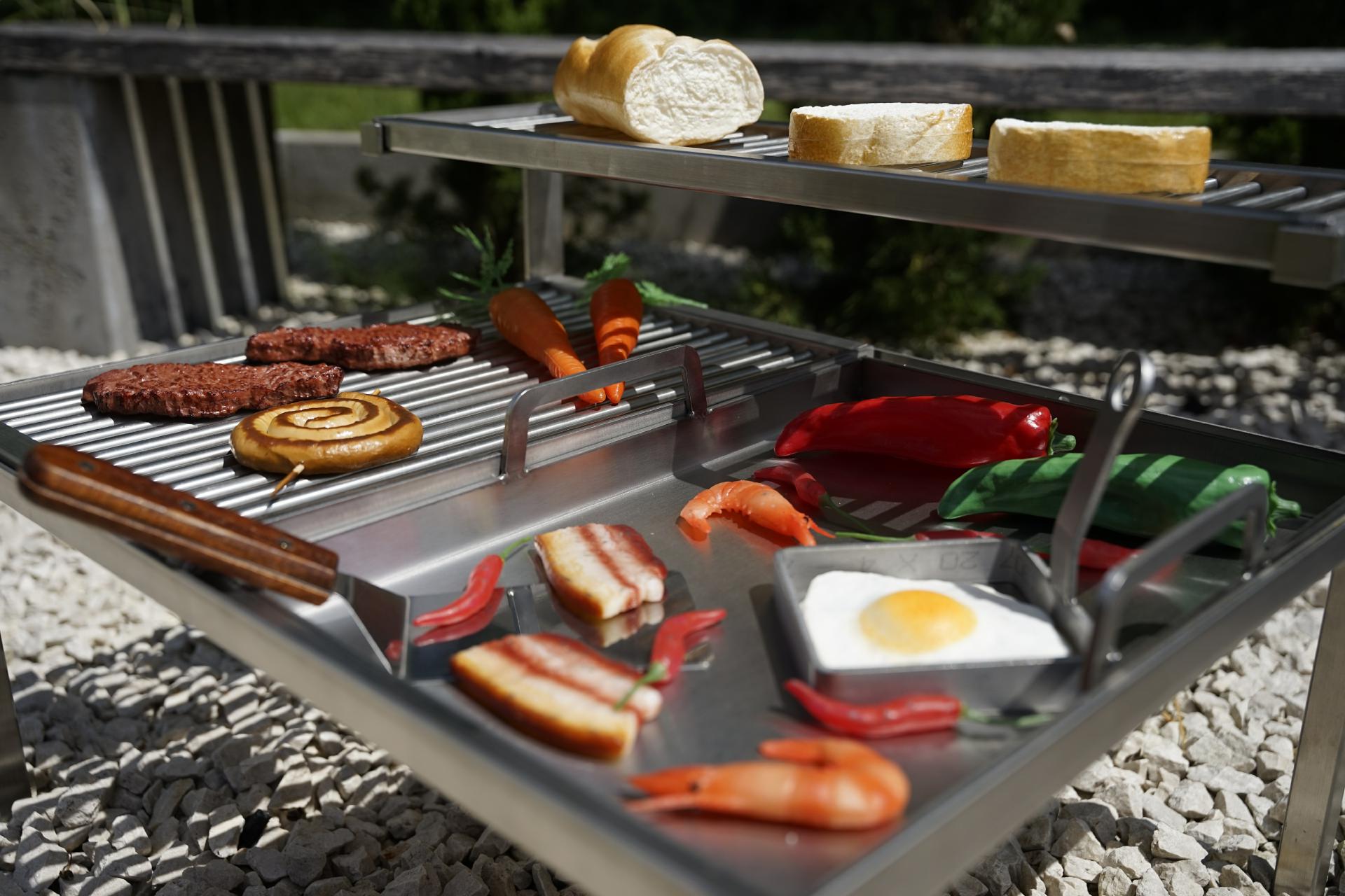 EINHÄNGEPLANCHA 6 mm nach Maß Breite 300 mm Edelstahl Grillpfanne Einhänge-Plancha