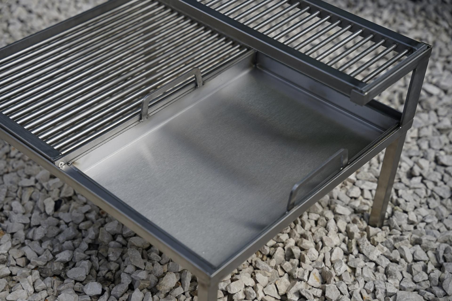 EINHÄNGEPLANCHA 6 mm nach Maß Breite 300 mm Edelstahl Grillpfanne Einhänge-Plancha