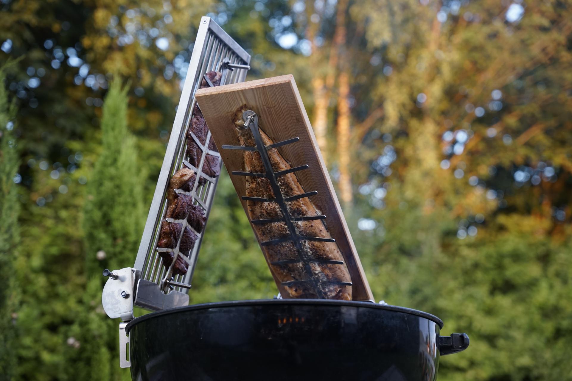 Set 4 Erdspieß Flammlachsbrett Flammlachs