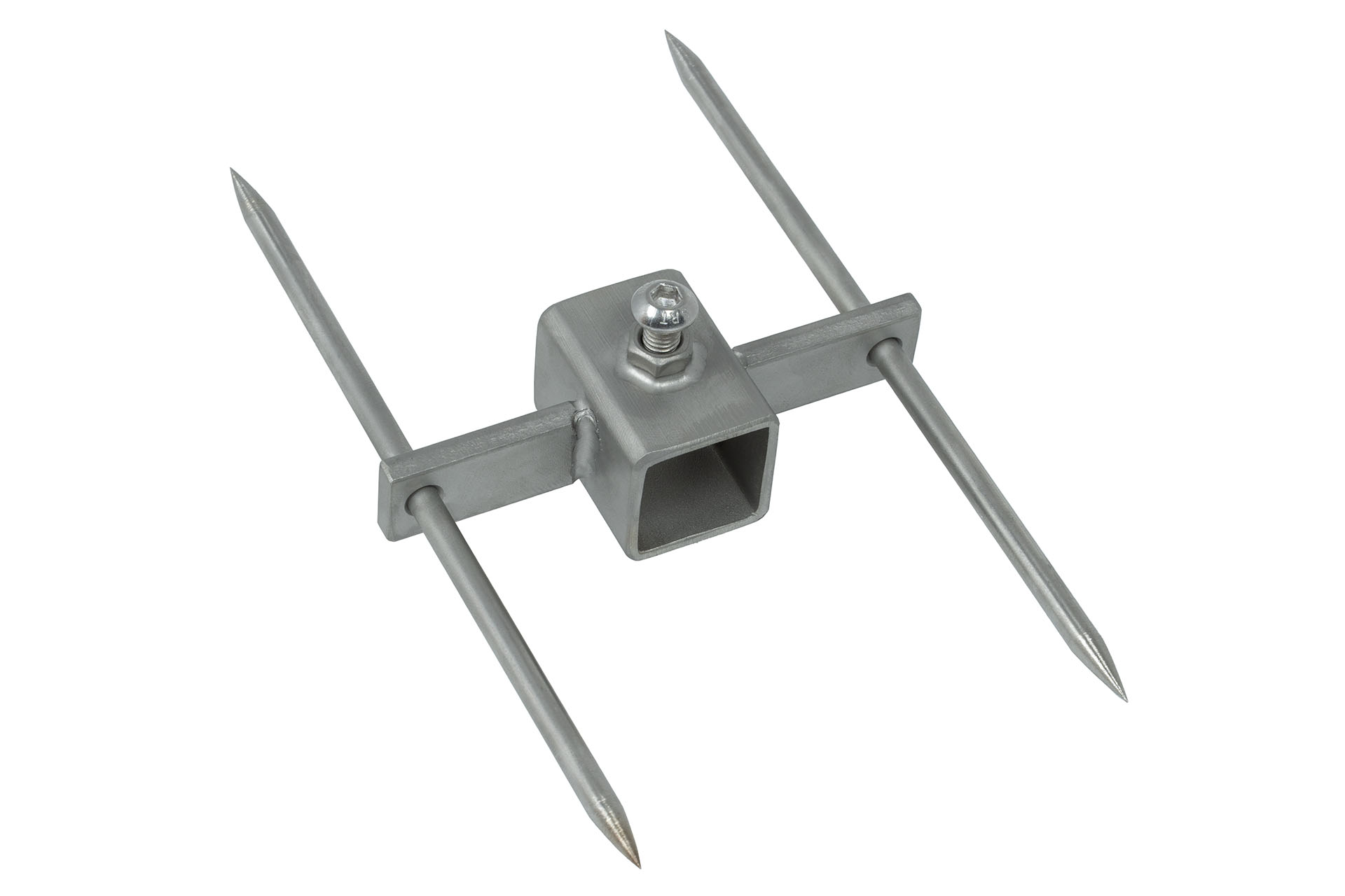 Doppel-Spießgabel bis 20 mm Edelstahl doppel Fleischnadeln Drehantrieb Halter (1 Stück)
