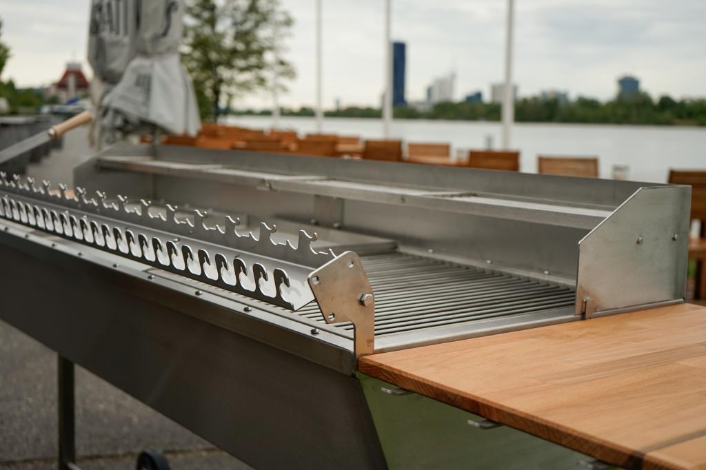 XXL 170x53 cm Holzkohlegrill Gastrogrill Edelstahlgrill Grill Edelstahl