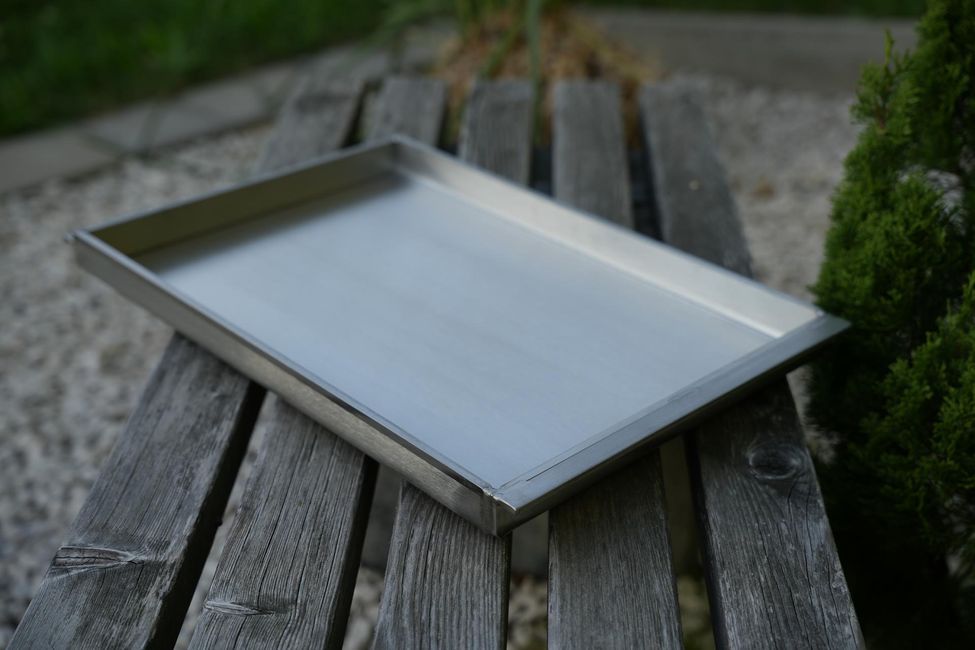EINHÄNGEPLANCHA 6 mm nach Maß Breite 300 mm Edelstahl Grillpfanne Einhänge-Plancha