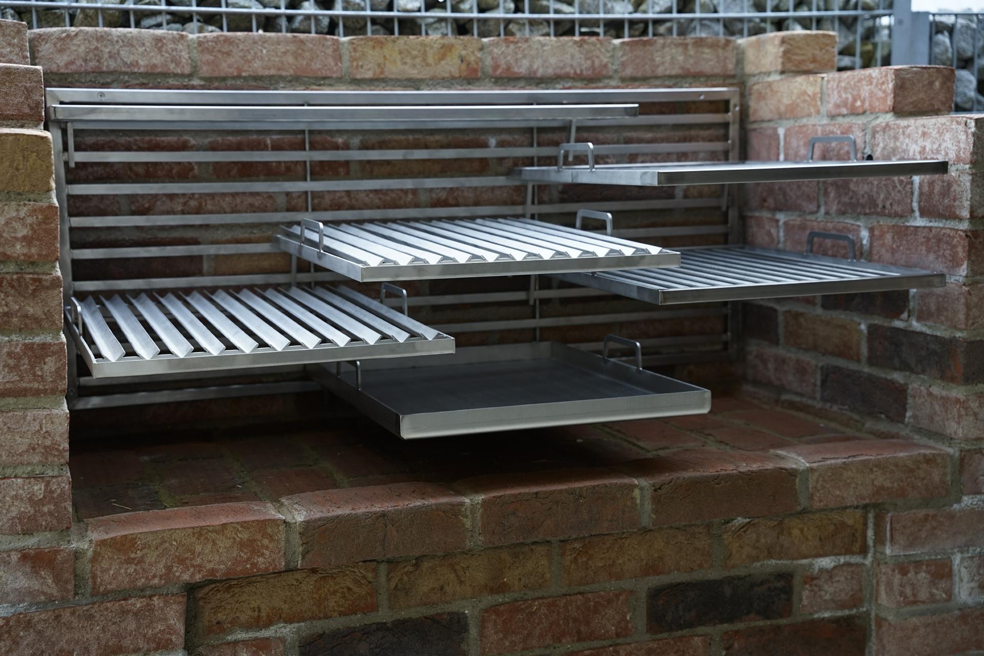 Plancha für Einklink-Grillgestell nach Maß 300 mm Breite Edelstahl Grillpfanne Grillplatte 30cm