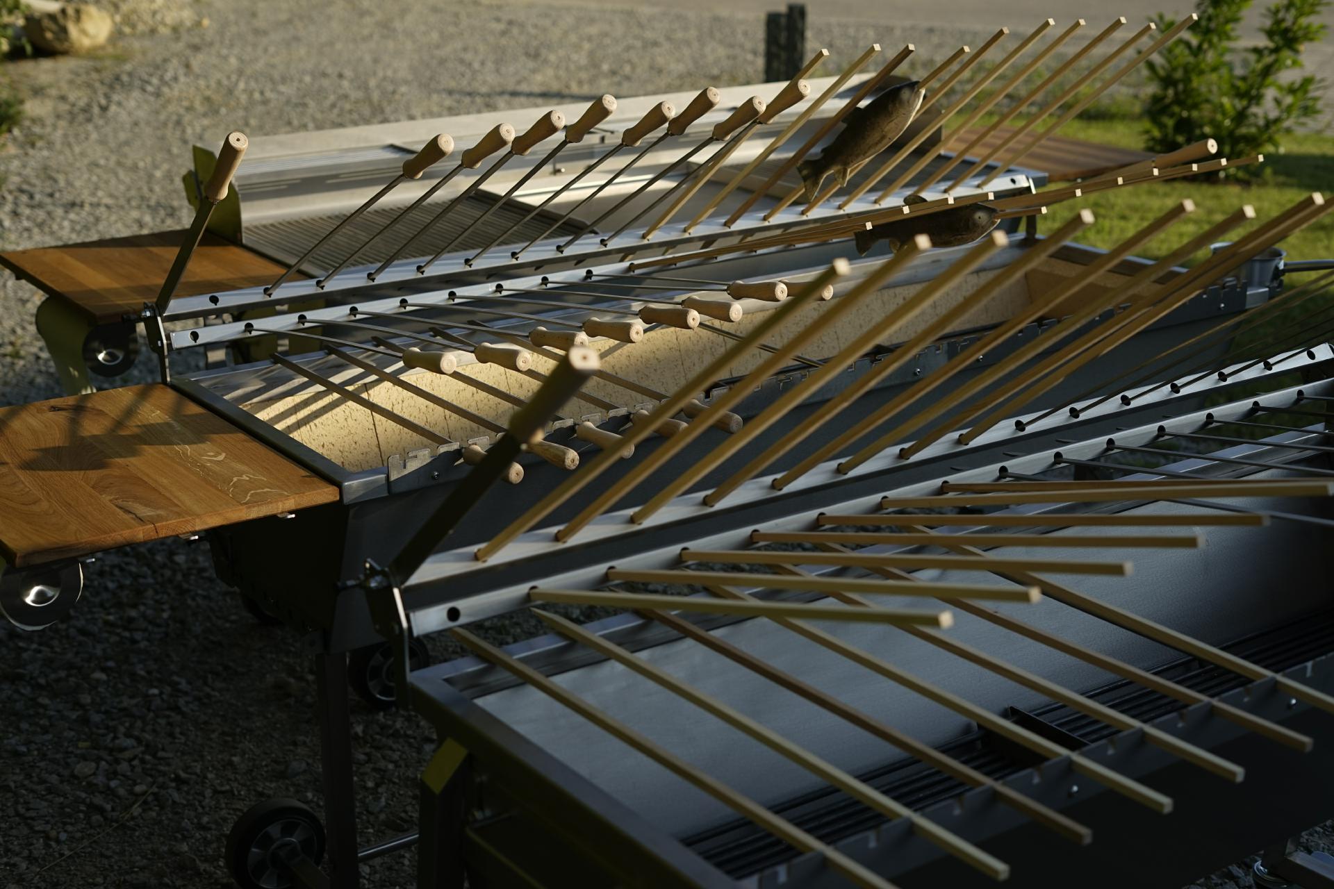 XXL 170x53 cm Holzkohlegrill Gastrogrill Edelstahlgrill Grill Edelstahl