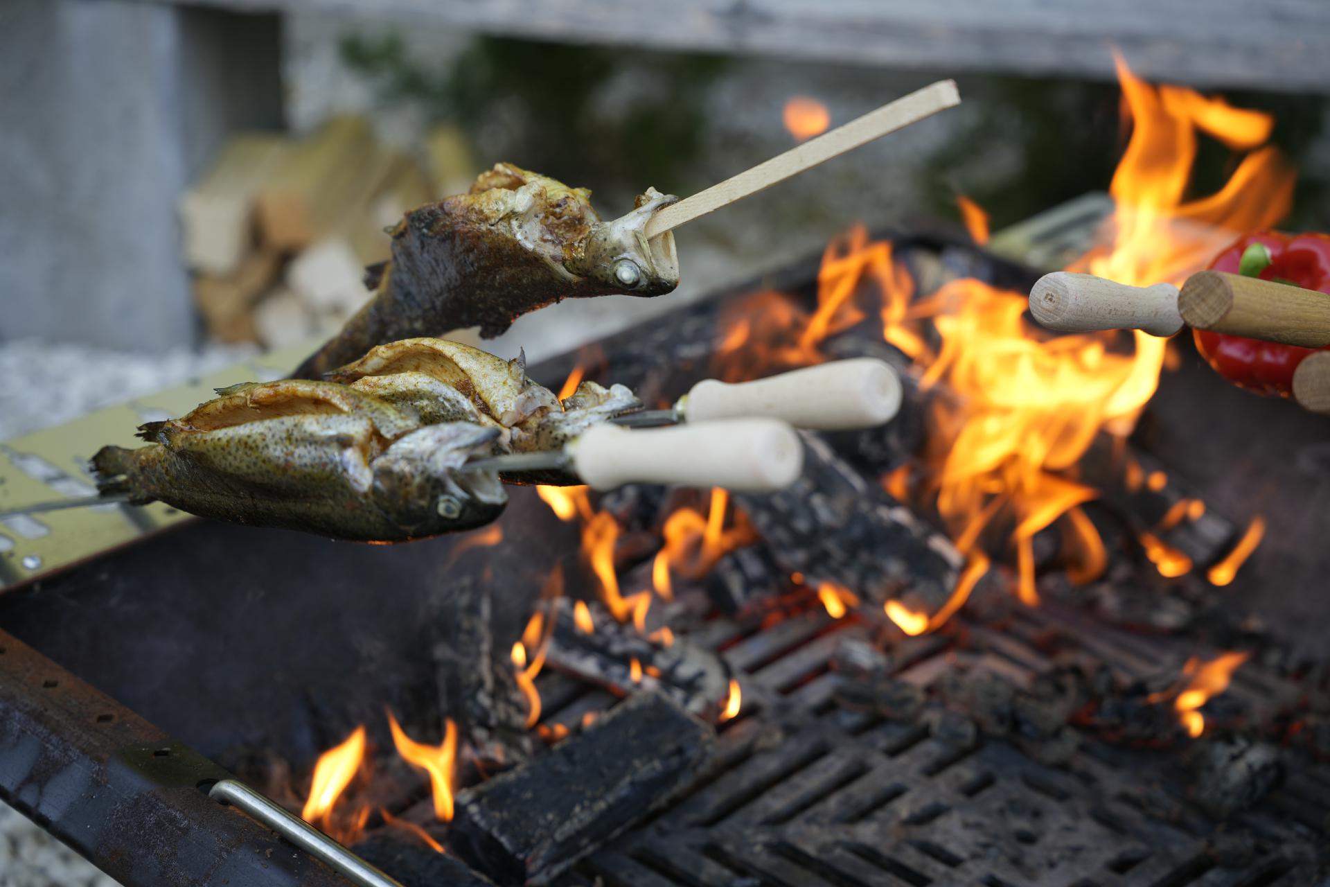 Holzspieße Hartholz 10x10x700mm Steckerlfisch Fisch Grill Spieße Spieß
