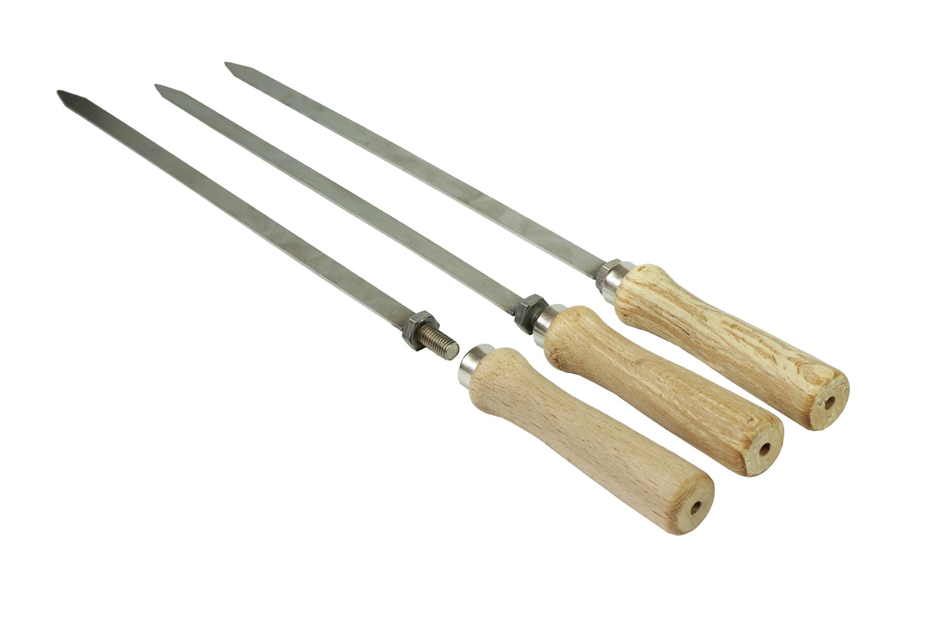 Edelstahlspieße 12x460 mm geschraubter Holzgriff für Schaschlik und Fisch