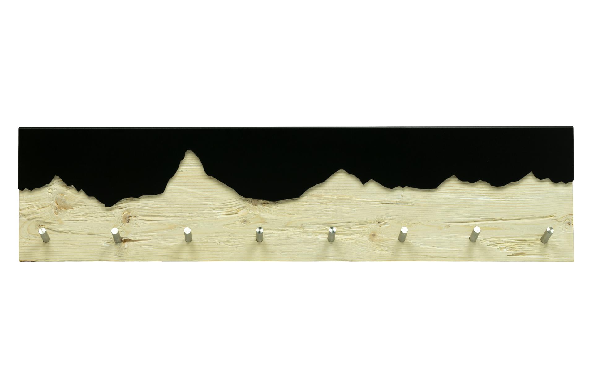 KiWo Wandgarderobe „Mountain“ Hakenleiste Massivholz mit Bergrelief 79 x 19 cm