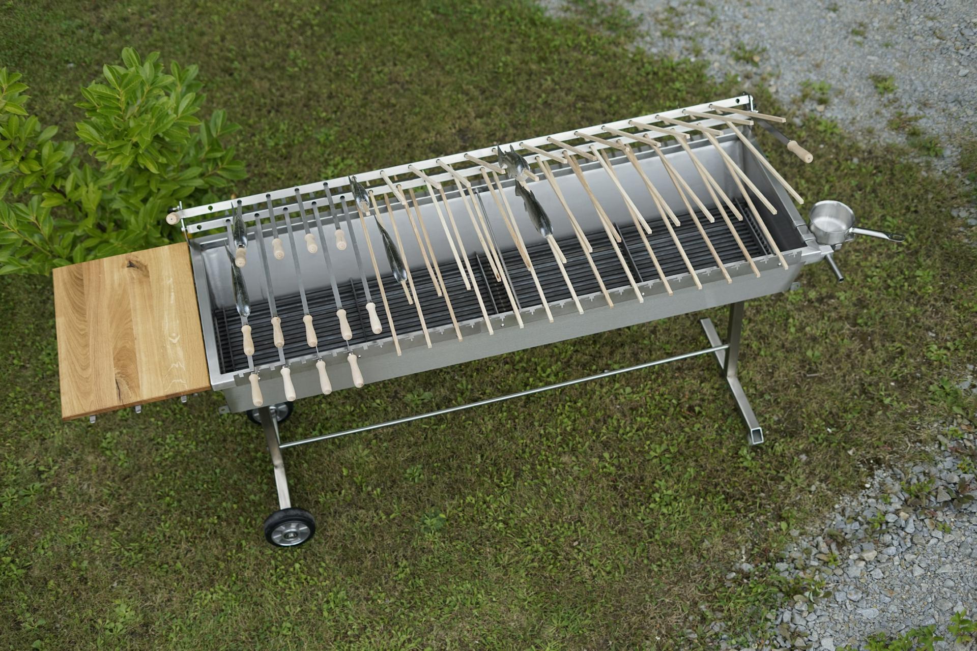 XXL 170x53 cm Holzkohlegrill Gastrogrill Edelstahlgrill Grill Edelstahl