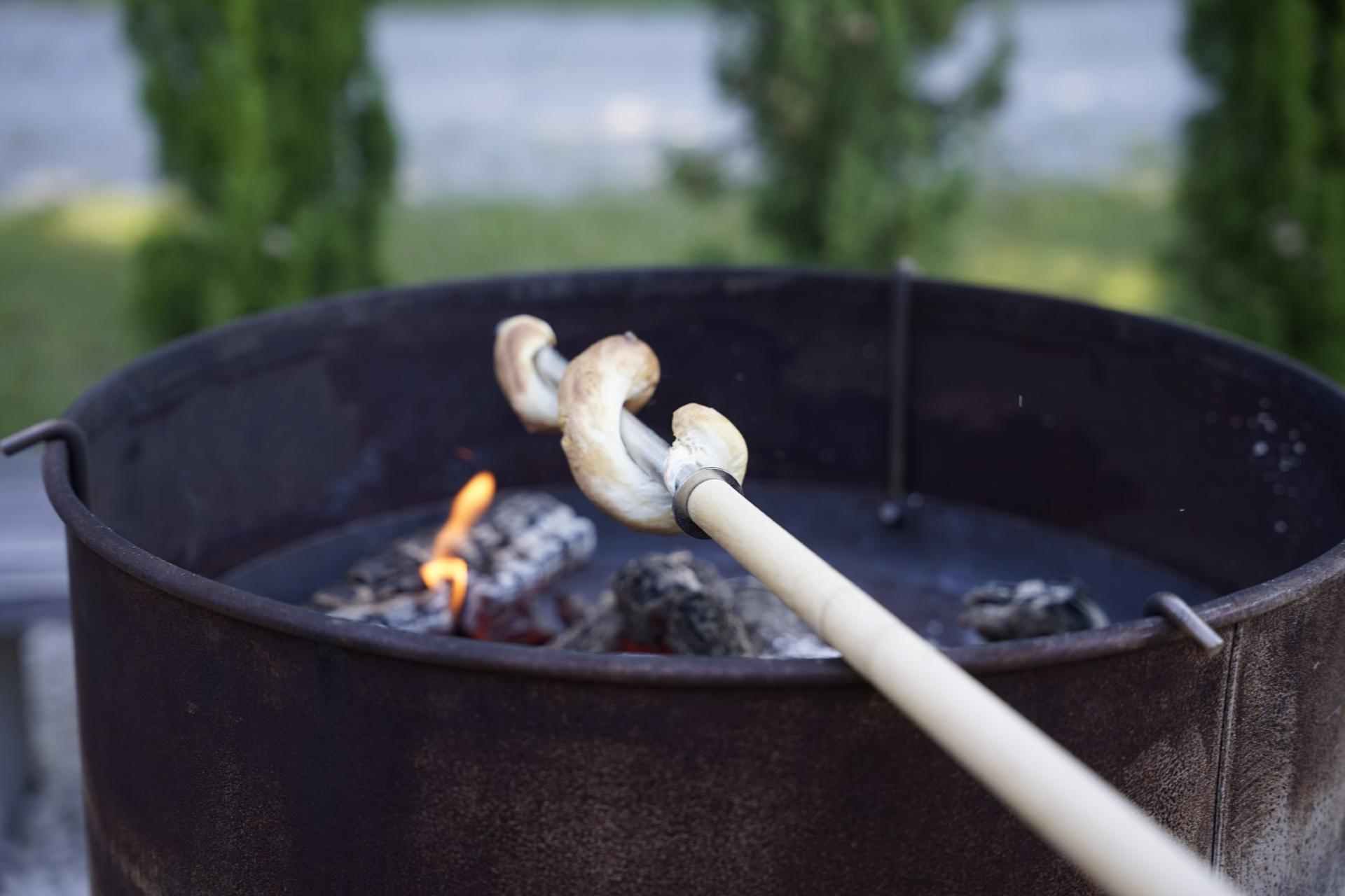 Lagerfeuerspieß Stockbrotrohr + 700 mm Holzgriff Stockbrotspieß