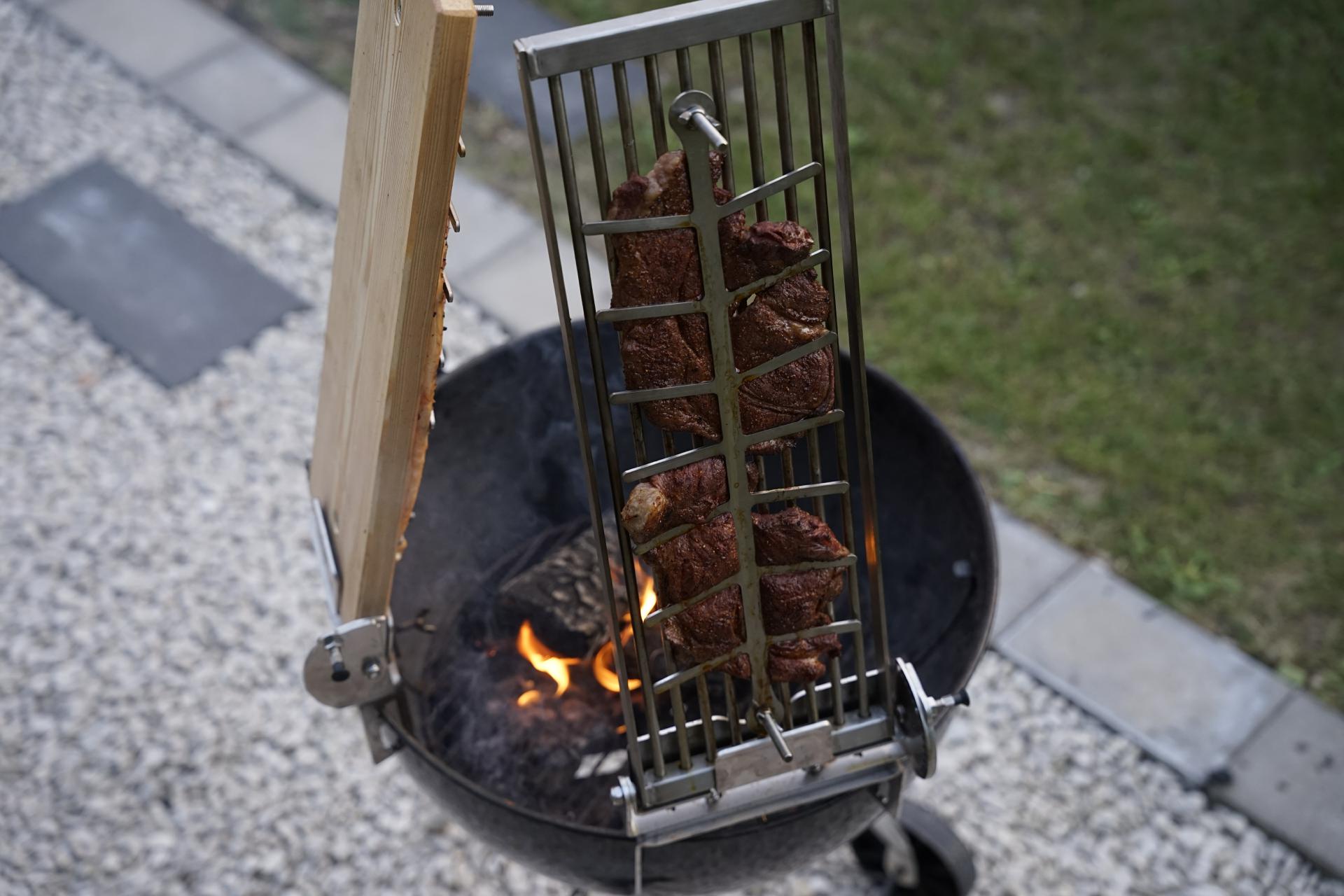 Set 3 Klemmhalter Kugelgrill + Feuerschale + Feuertonne Flammlachsbrett Flammlachs