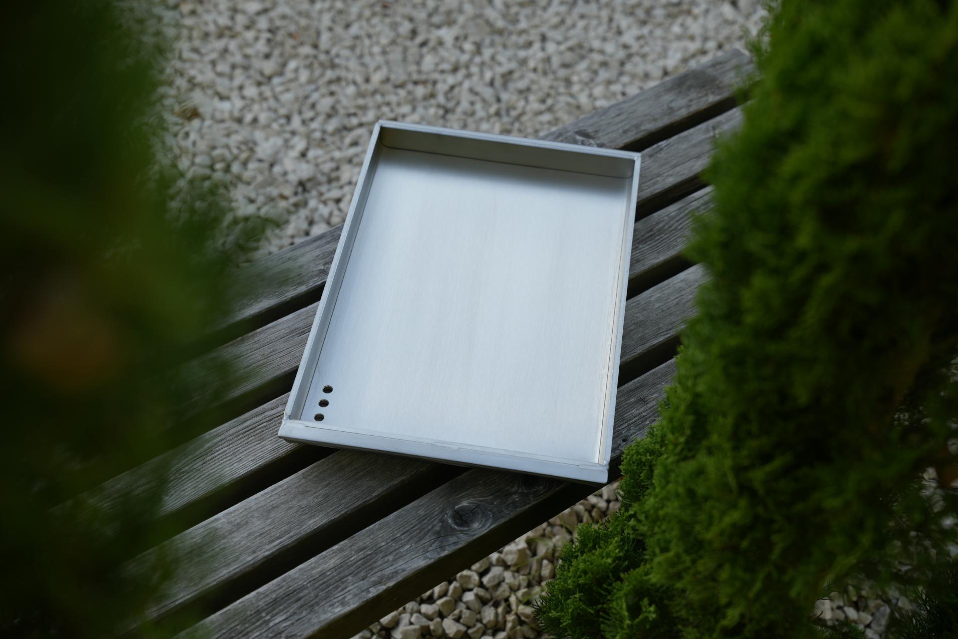 EINHÄNGEPLANCHA 6 mm nach Maß Breite 300 mm Edelstahl Grillpfanne Einhänge-Plancha