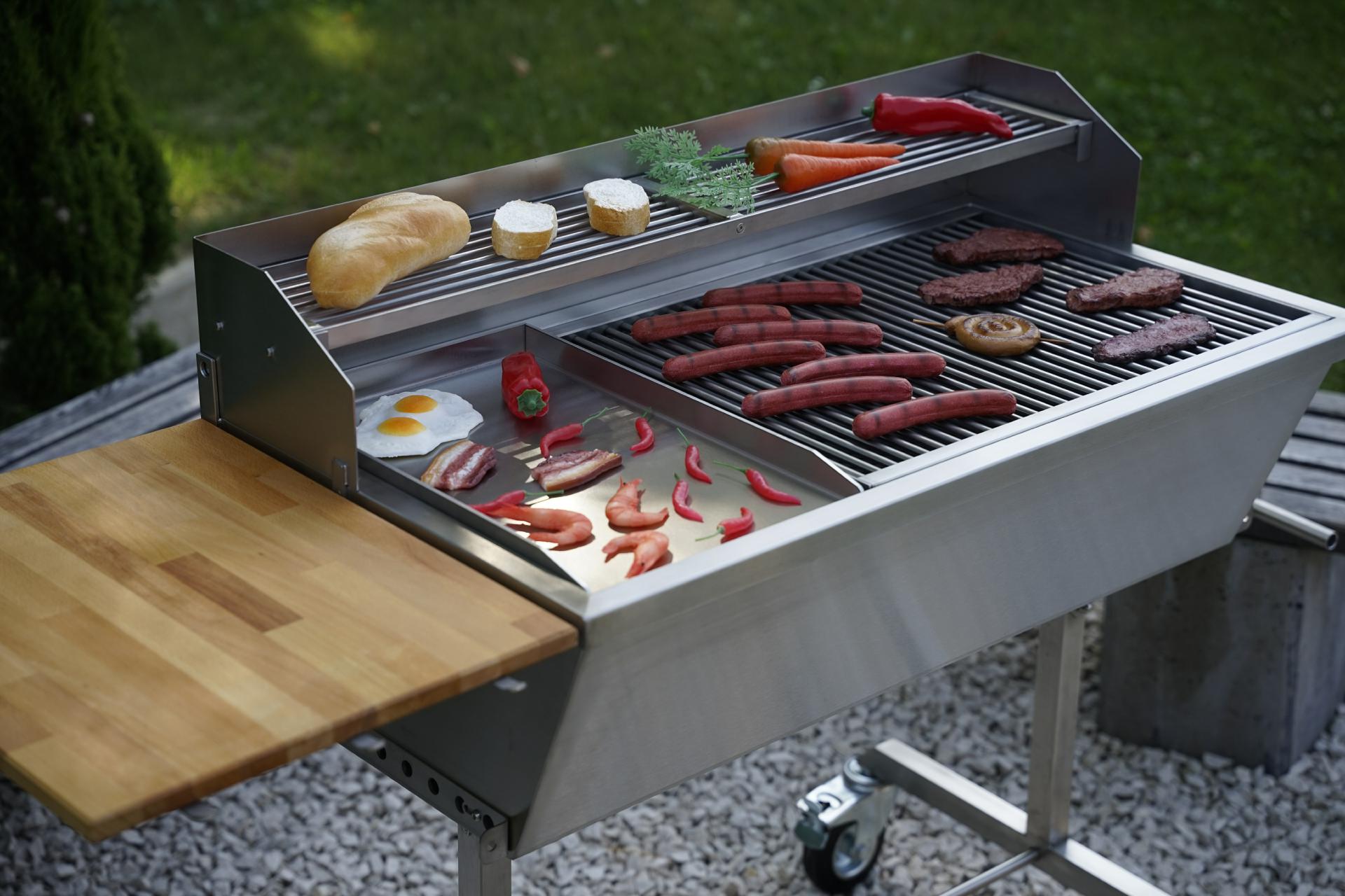 Edelstahlgrill Edelstahl Grill Familiengrill Holzkohle Hozkohlegrill Burgergrill Gastrogrill