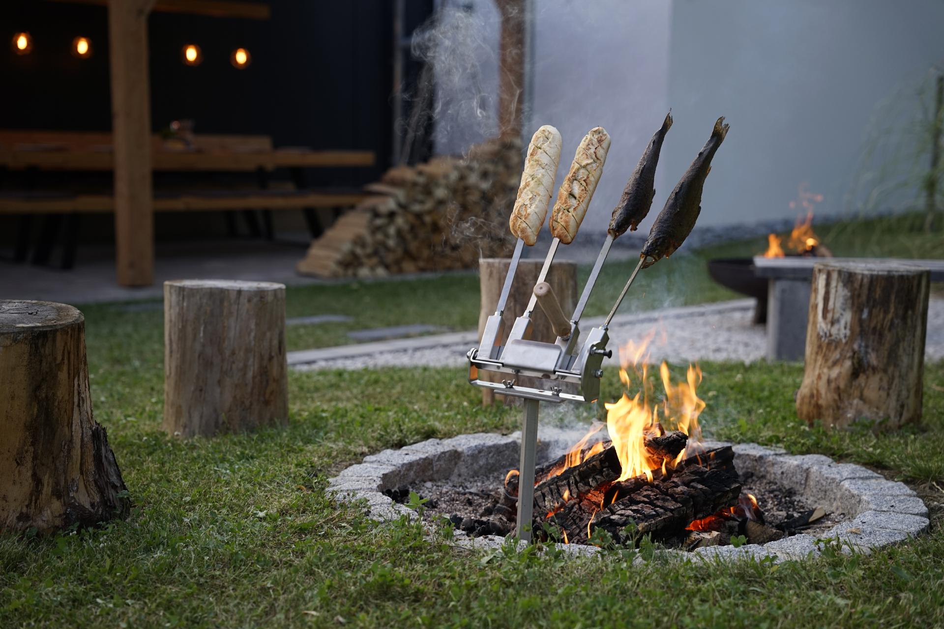 Steckerlfischhalter Spießhalter mit Rastverstellung Set