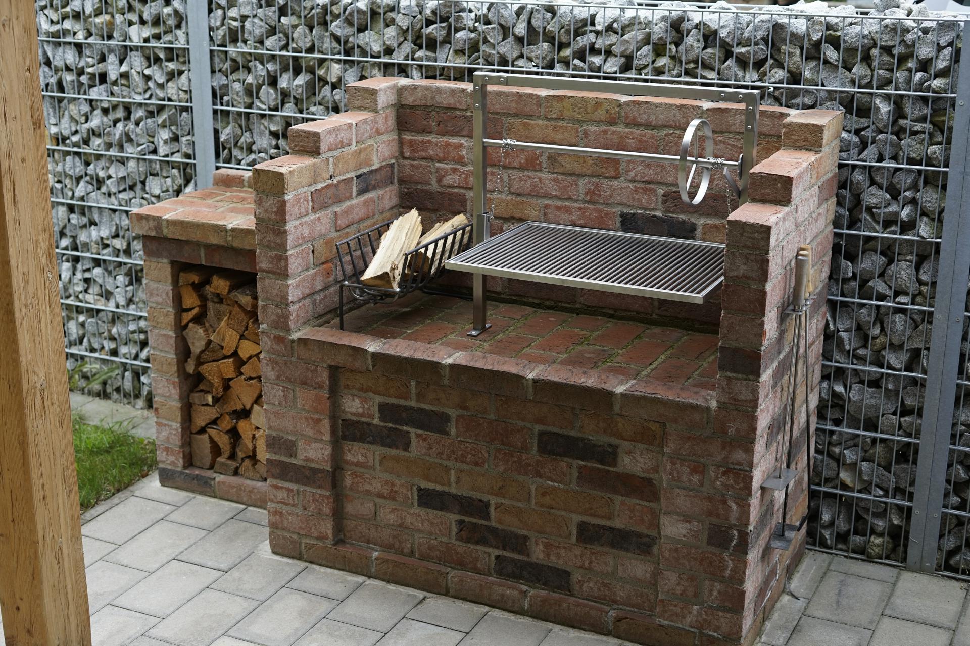 Argentinischer Asado Grill Edelstahl Grillgestell Aufsatz mit Kurbel