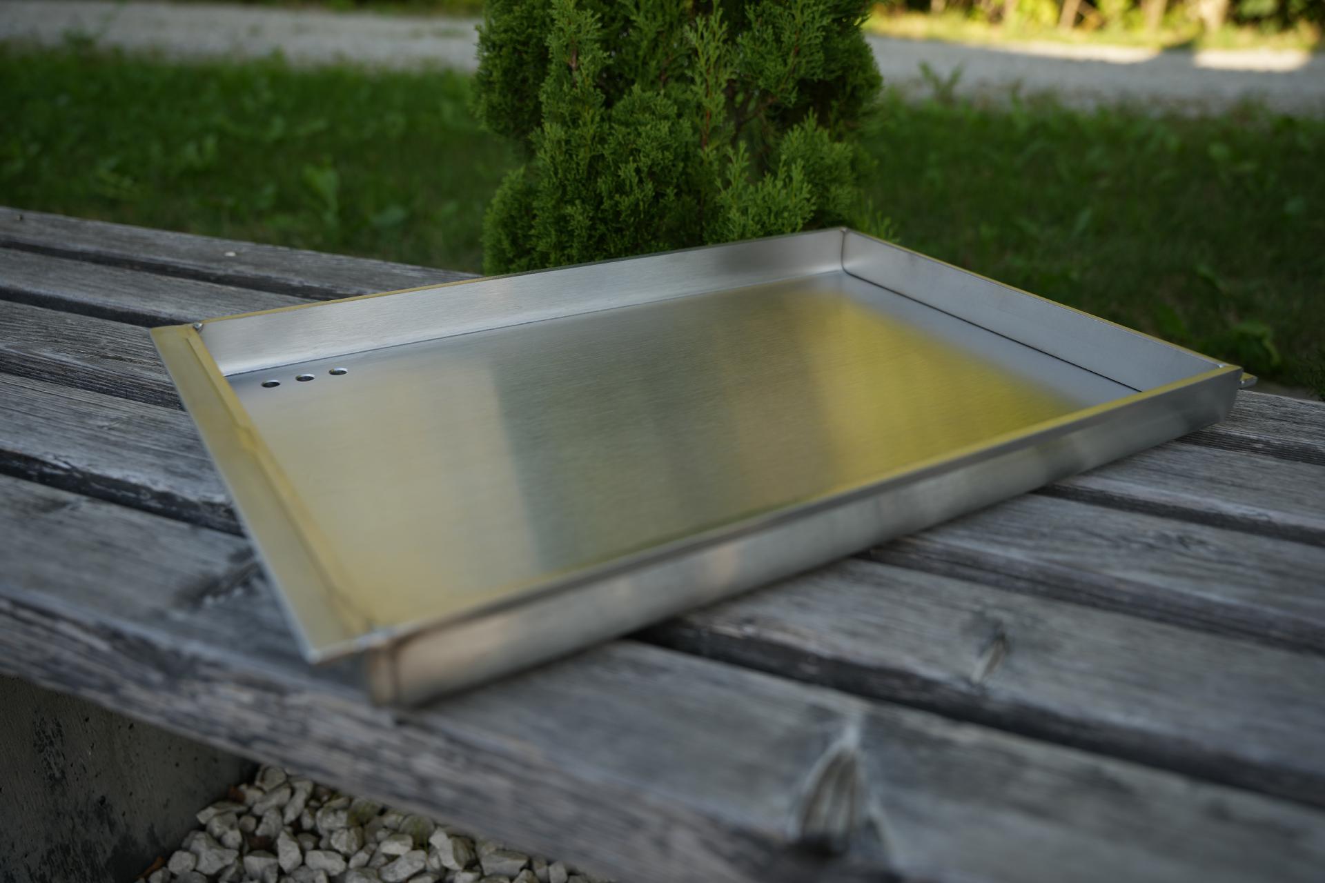 EINHÄNGEPLANCHA 6 mm nach Maß Breite 300 mm Edelstahl Grillpfanne Einhänge-Plancha